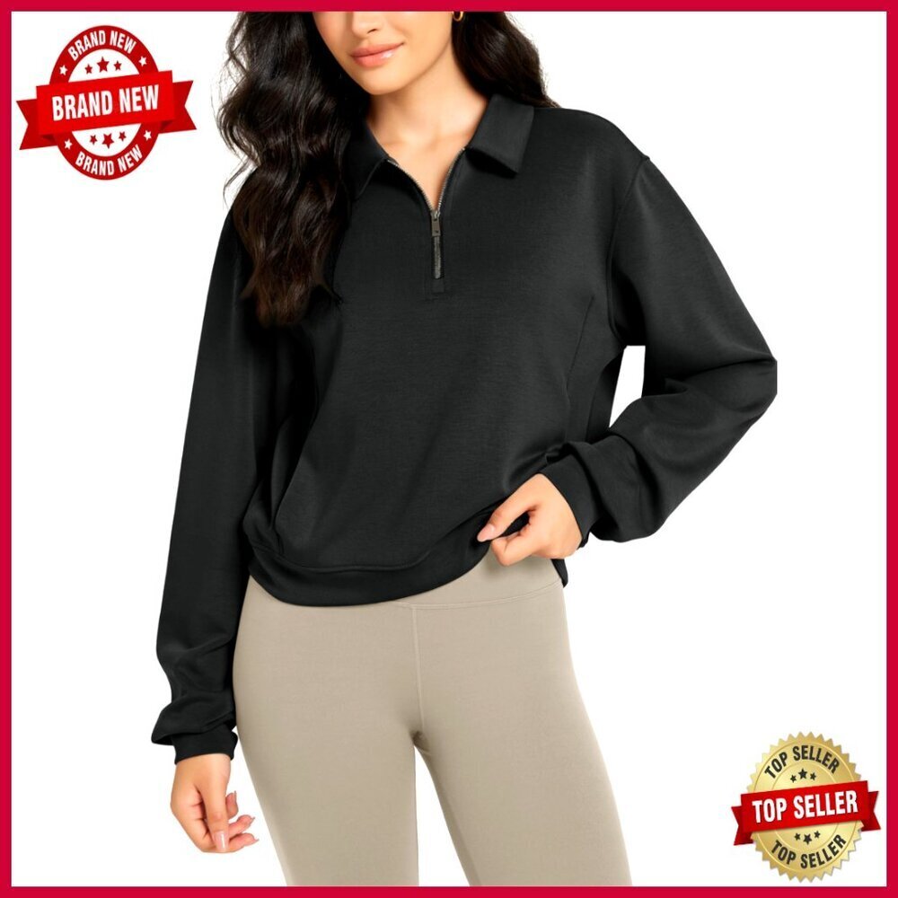 Modal Half-Zip Collared Sweatshirt with Pockets, Slim Fit Pullover Top